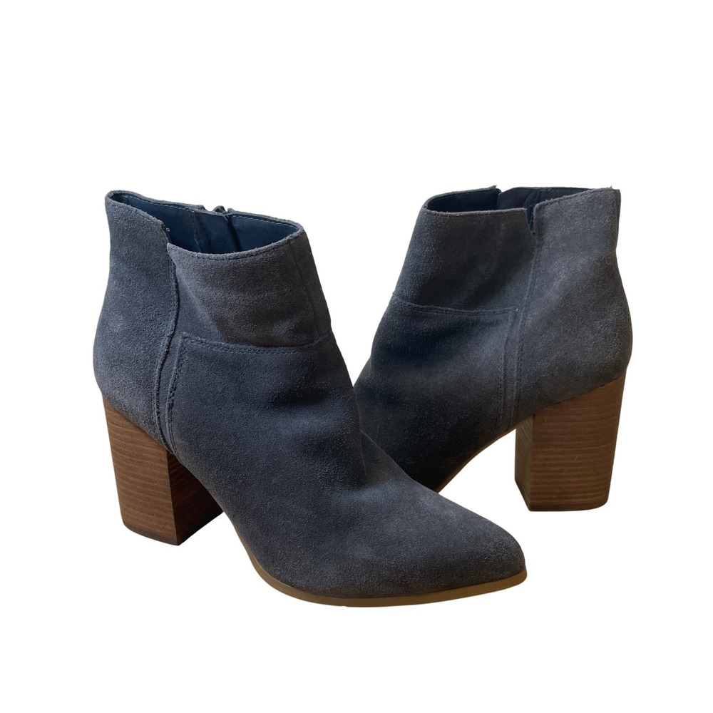 Nine West Suede Block Heel Pointed Toe Ankle Boots Gray Women Size 10M